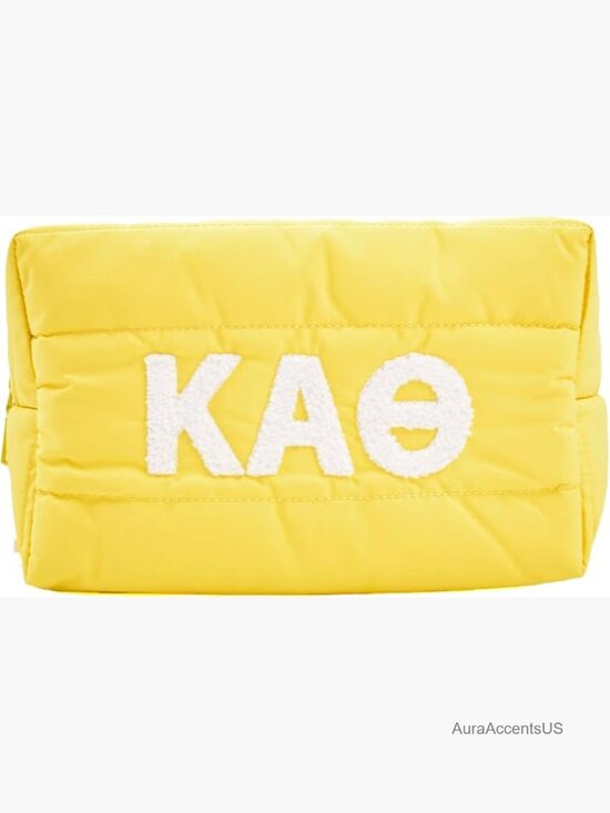 Handbags - Puffer Sorority Makeup Bag with Zipper Closure, 10x6x4 Inch Cosmetic Bag